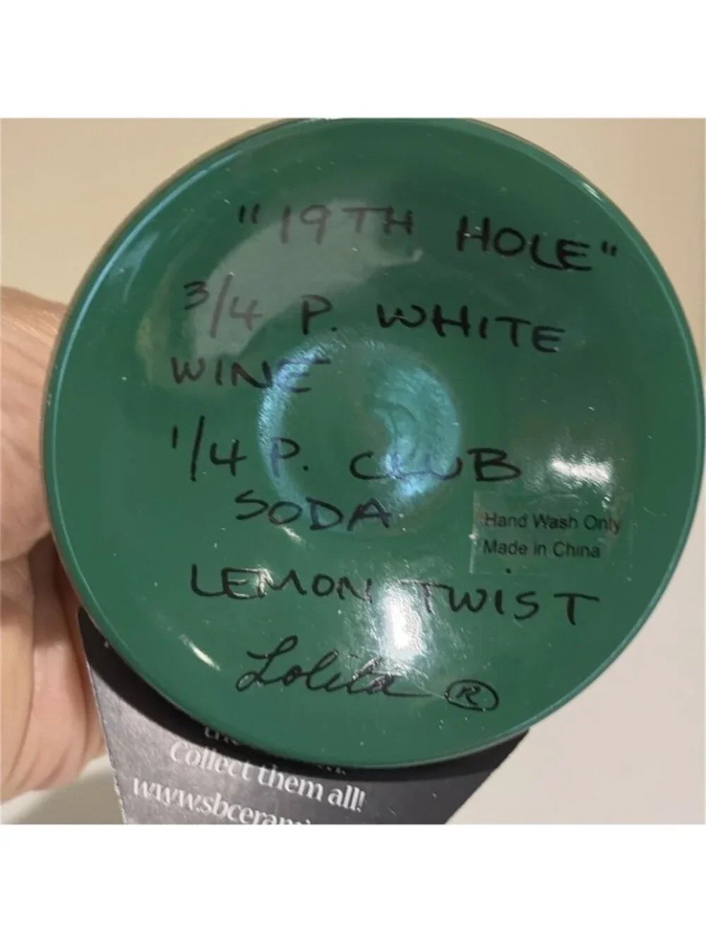 Lolita Love My Wine 19th Hole Wine Glass Golf Course Handpainted 15 oz NEW